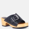 YORUBA Braided Black Leather Buckled Slide Clogs -Velvettes Shoes Shop YORUBABraidedBlackLeatherBuckledSlideClogs RCSH2862 Black 2