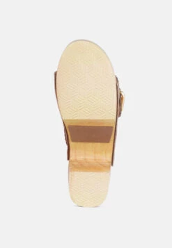 YORUBA Braided Tan Leather Buckled Slide Clogs -Velvettes Shoes Shop YORUBABraidedTanLeatherBuckledSlideClogs RCSH2862 Tan 8