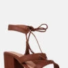 ZENA Brown Croc Texture Leather Sandal
