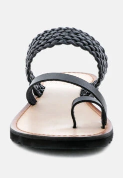 ZINA Black Braided Leather Flat Sandal 10 ZINA Black Braided Leather Flat Sandal -Velvettes Shoes Shop ZINABlackBraidedLeatherFlatSandal RCSH1851 Black 5
