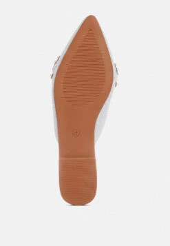 ASTRE Pearl Embellished Shimmer Mules In Silver -Velvettes Shoes Shop astrepearlembellishedshimmermules RCSH3110 silver 3