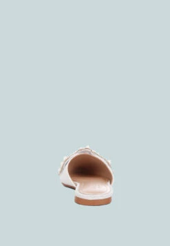 ASTRE Pearl Embellished Shimmer Mules In White -Velvettes Shoes Shop astrepearlembellishedshimmermules RCSH3110 white 9