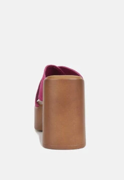 MATRIX Criss Cross Strap Block Heel Sandals In Fuchsia -Velvettes Shoes Shop crisscrossstrapblockheelsandals RCSH4208 fuchsia 1