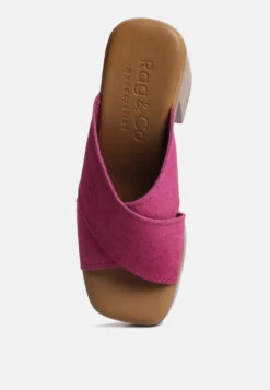 MATRIX Criss Cross Strap Block Heel Sandals In Fuchsia -Velvettes Shoes Shop crisscrossstrapblockheelsandals RCSH4208 fuchsia 2