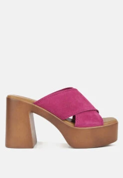 MATRIX Criss Cross Strap Block Heel Sandals In Fuchsia -Velvettes Shoes Shop crisscrossstrapblockheelsandals RCSH4208 fuchsia 4