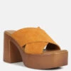 MATRIX Criss Cross Strap Block Heel Sandals In Light Tan -Velvettes Shoes Shop crisscrossstrapblockheelsandals RCSH4208 lighttan 1