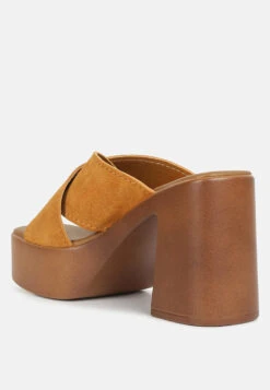 MATRIX Criss Cross Strap Block Heel Sandals In Light Tan -Velvettes Shoes Shop crisscrossstrapblockheelsandals RCSH4208 lighttan 2