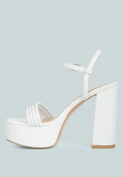 Cruella White Block Heel Platform Sandals -Velvettes Shoes Shop cruellablockheelplatformsandals RCSH4215White 1 2