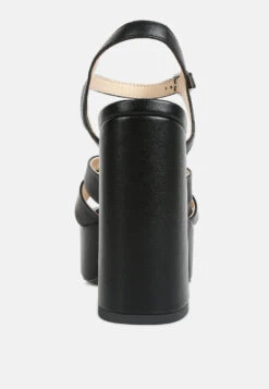 De-vil Crisscross Straps Block Heel Sandals In Black -Velvettes Shoes Shop devilcrisscrossstrapsslimblockheelsandalsinBlack RCSH 4214 3