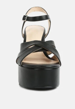 De-vil Crisscross Straps Block Heel Sandals In Black -Velvettes Shoes Shop devilcrisscrossstrapsslimblockheelsandalsinBlack RCSH 4214 8