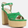 De-vil Crisscross Straps Block Heel Sandals In Green