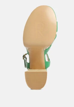 De-vil Crisscross Straps Block Heel Sandals In Green -Velvettes Shoes Shop devilcrisscrossstrapsslimblockheelsandalsinGreen RCSH4214 Green 7