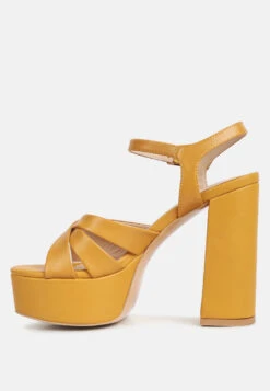 De-vil Crisscross Straps Block Heel Sandals In Tan 12 De-vil Crisscross Straps Block Heel Sandals In Tan -Velvettes Shoes Shop devilcrisscrossstrapsslimblockheelsandalsinTan RCSH4214 Tan 2
