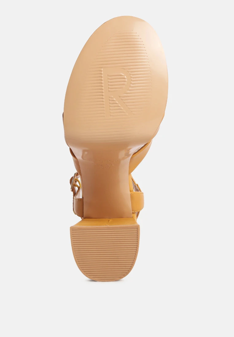 De-vil Crisscross Straps Block Heel Sandals In Tan 9 De-vil Crisscross Straps Block Heel Sandals In Tan - Image 7