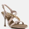 DOMEDA Latte Metal Chain Embellished Sandals -Velvettes Shoes Shop domedametalchainmidheelsandal RCSH3145 latte 2