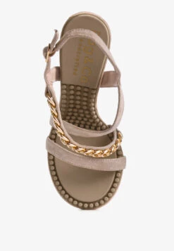 DOMEDA Latte Metal Chain Embellished Sandals -Velvettes Shoes Shop domedametalchainmidheelsandal RCSH3145 latte 7