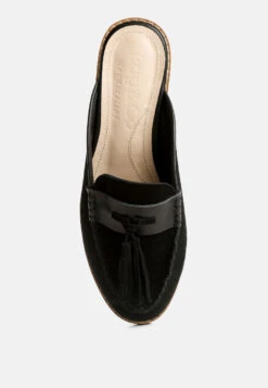 EDMANDA Tassle Detail Leather Mules In Black -Velvettes Shoes Shop edmandatassledetailleathermules RCSH4128 black 9