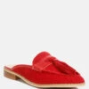 EDMANDA Tassle Detail Leather Mules In Red