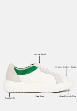 ENDLER Color Block Leather Sneakers In Green -Velvettes Shoes Shop endlercolorblockleathersneakers RCSH4205 green 1