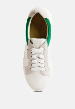 ENDLER Color Block Leather Sneakers In Green -Velvettes Shoes Shop endlercolorblockleathersneakers RCSH4205 green 3