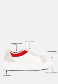 ENDLER Color Block Leather Sneakers In Red -Velvettes Shoes Shop endlercolorblockleathersneakers RCSH4205 red 1