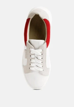 ENDLER Color Block Leather Sneakers In Red -Velvettes Shoes Shop endlercolorblockleathersneakers RCSH4205 red 9
