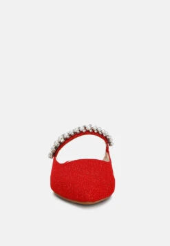 GEODE Pearl Embellished Slip On Mules In Red -Velvettes Shoes Shop geodepearlembellishedsliponmules RCSH3111 red 8