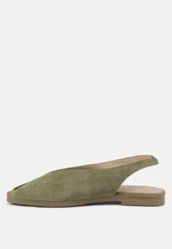GRETCHEN Green Slingback Flat Sandals -Velvettes Shoes Shop gretchenmustardslingbackflatsandals RCSH2032 green 4