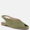GRETCHEN Green Slingback Flat Sandals -Velvettes Shoes Shop gretchenmustardslingbackflatsandals RCSH2032 green 5