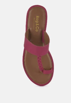 HARRIS Fuchsia Toe Ring Braided Slip Ons -Velvettes Shoes Shop harrisfuchsiatoeringbraidedslipons RCSH4097 fuchsia 3