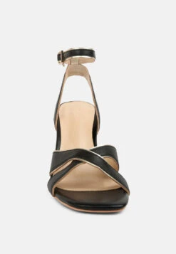 Heeri Black Metallic Lined Slim Block Heel Sandals 11 Heeri Black Metallic Lined Slim Block Heel Sandals -Velvettes Shoes Shop heerimetalliclinedslimblockheelsandalsRCSH4172Black Gold 3