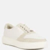 KJAER Dual Tone Leather Sneakers In Off White -Velvettes Shoes Shop kjaerdualtoneleathersneakers RCSH4204 Beige 2