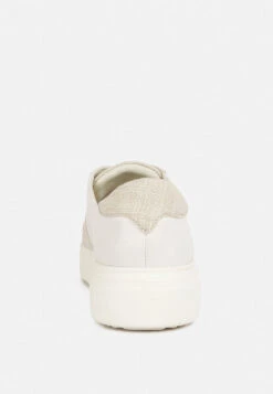 KJAER Dual Tone Leather Sneakers In Off White -Velvettes Shoes Shop kjaerdualtoneleathersneakers RCSH4204 Beige 5