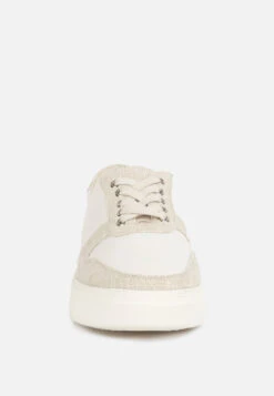 KJAER Dual Tone Leather Sneakers In Off White -Velvettes Shoes Shop kjaerdualtoneleathersneakers RCSH4204 Beige 7