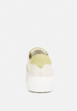 KJAER Dual Tone Leather Sneakers In Green -Velvettes Shoes Shop kjaerdualtoneleathersneakers RCSH4204 Green 10