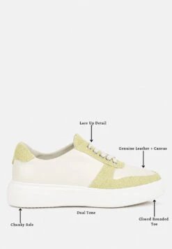 KJAER Dual Tone Leather Sneakers In Green -Velvettes Shoes Shop kjaerdualtoneleathersneakers RCSH4204 Green 11