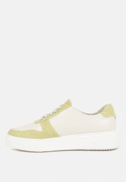 KJAER Dual Tone Leather Sneakers In Green -Velvettes Shoes Shop kjaerdualtoneleathersneakers RCSH4204 Green 6