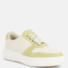 KJAER Dual Tone Leather Sneakers In Green -Velvettes Shoes Shop kjaerdualtoneleathersneakers RCSH4204 Green 7