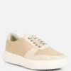 KJAER Dual Tone Leather Sneakers In Beige