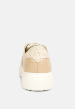 KJAER Dual Tone Leather Sneakers In Beige -Velvettes Shoes Shop kjaerdualtoneleathersneakers RCSH4204 Off White 8