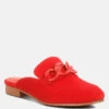 KRIZIA Chunky Chain Suede Slip On Mules In Red -Velvettes Shoes Shop kriziachunkychainsuedesliponloafersRCSH4107Red 2