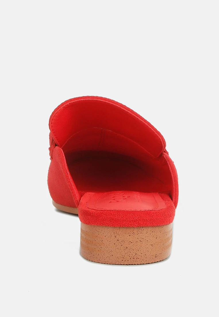 KRIZIA Chunky Chain Suede Slip On Mules In Red 7 KRIZIA Chunky Chain Suede Slip On Mules In Red - Image 5
