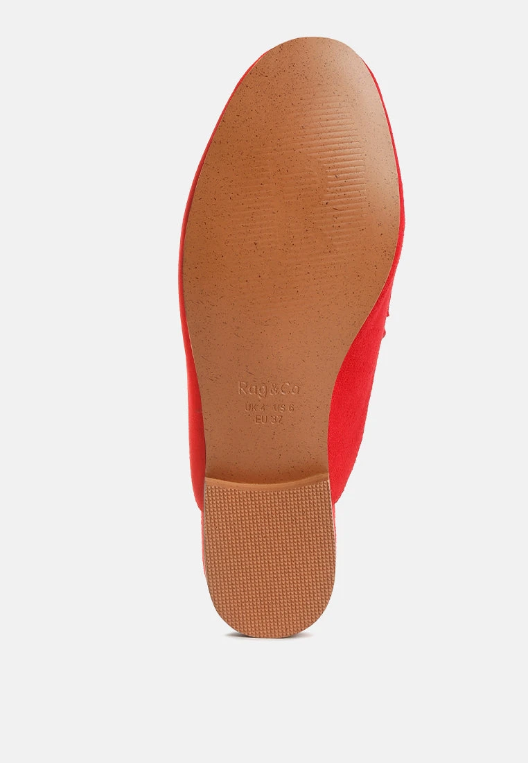 KRIZIA Chunky Chain Suede Slip On Mules In Red 9 KRIZIA Chunky Chain Suede Slip On Mules In Red - Image 7