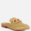 KRIZIA Chunky Chain Suede Slip On Mules In Sand -Velvettes Shoes Shop kriziachunkychainsuedesliponloafersRCSH4107sand 2