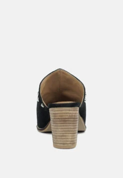 LESLIE Stacked Heel Mules -Velvettes Shoes Shop lesliestackedheelmules RCSH1941 black 7