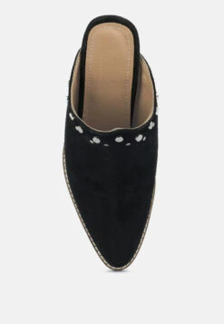 LESLIE Stacked Heel Mules -Velvettes Shoes Shop lesliestackedheelmules RCSH1941 black 8