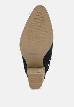 LESLIE Stacked Heel Mules -Velvettes Shoes Shop lesliestackedheelmules RCSH1941 black 9