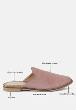 LIA Dusty Pink Handcrafted Suede Mules -Velvettes Shoes Shop liahandcraftedcanvasmules RCSH1872 DustyPink 1