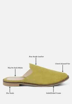 LIA Mustard Handcrafted Suede Mules -Velvettes Shoes Shop liahandcraftedcanvasmules RCSH1872 mustard 1