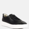 MAGULL Solid Lace Up Leather Sneakers In Black -Velvettes Shoes Shop magullsolidlaceupleathersneakers RCSH4206 black 2